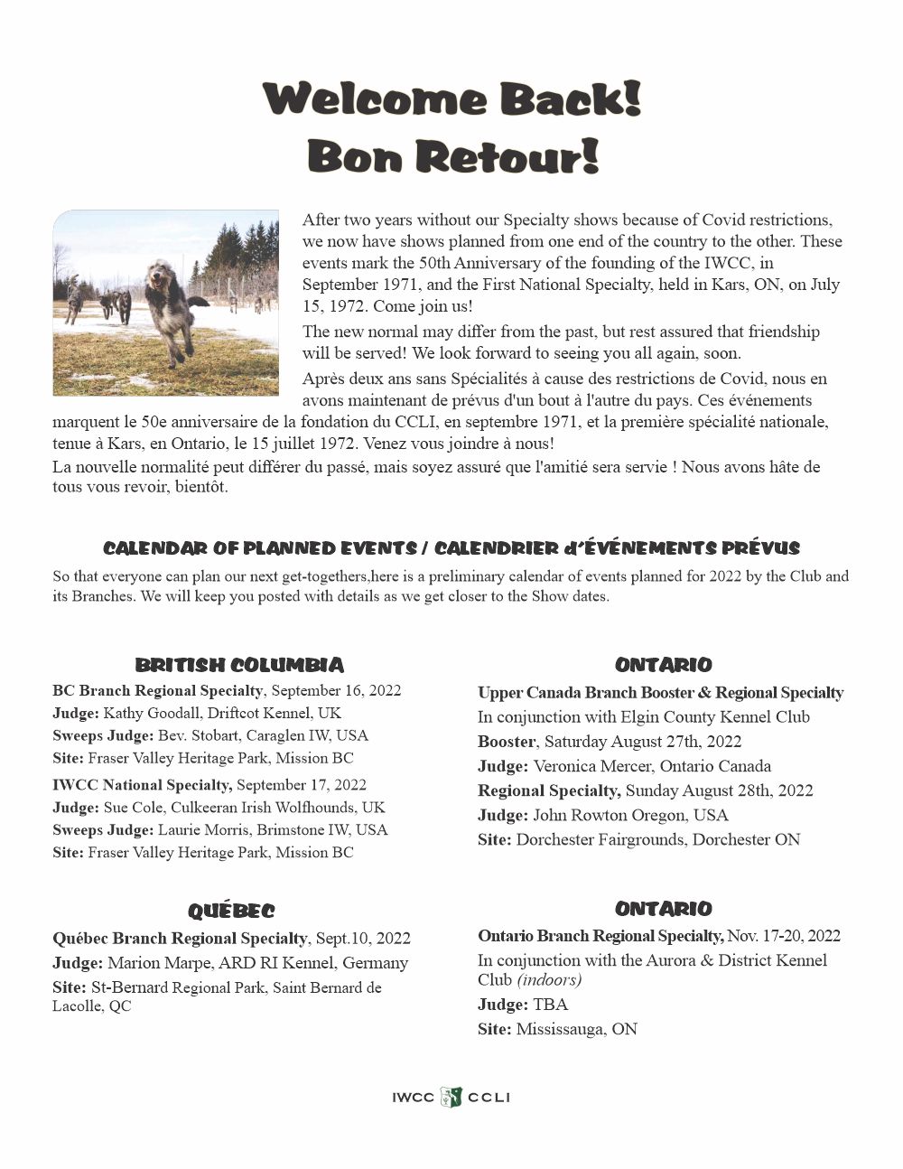 Welcome Back! Bon Retour !